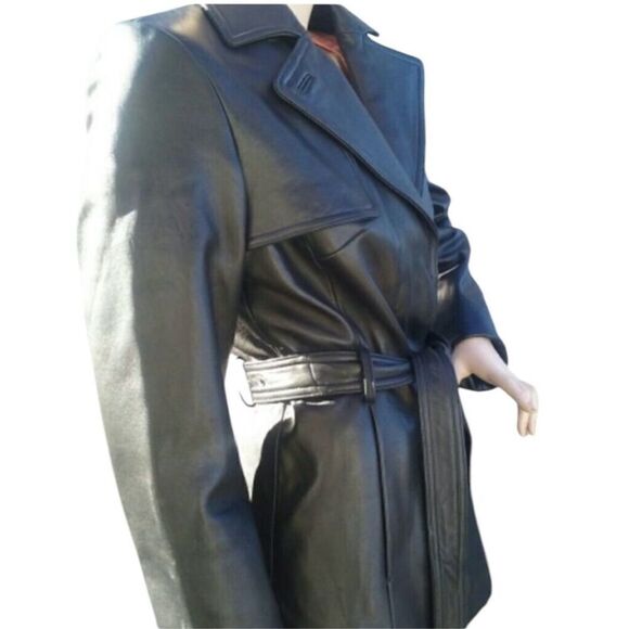 ✨Worthington Genuine Lambskin Leather Black Sz Large Jacket✨ - Picture 2 of 11